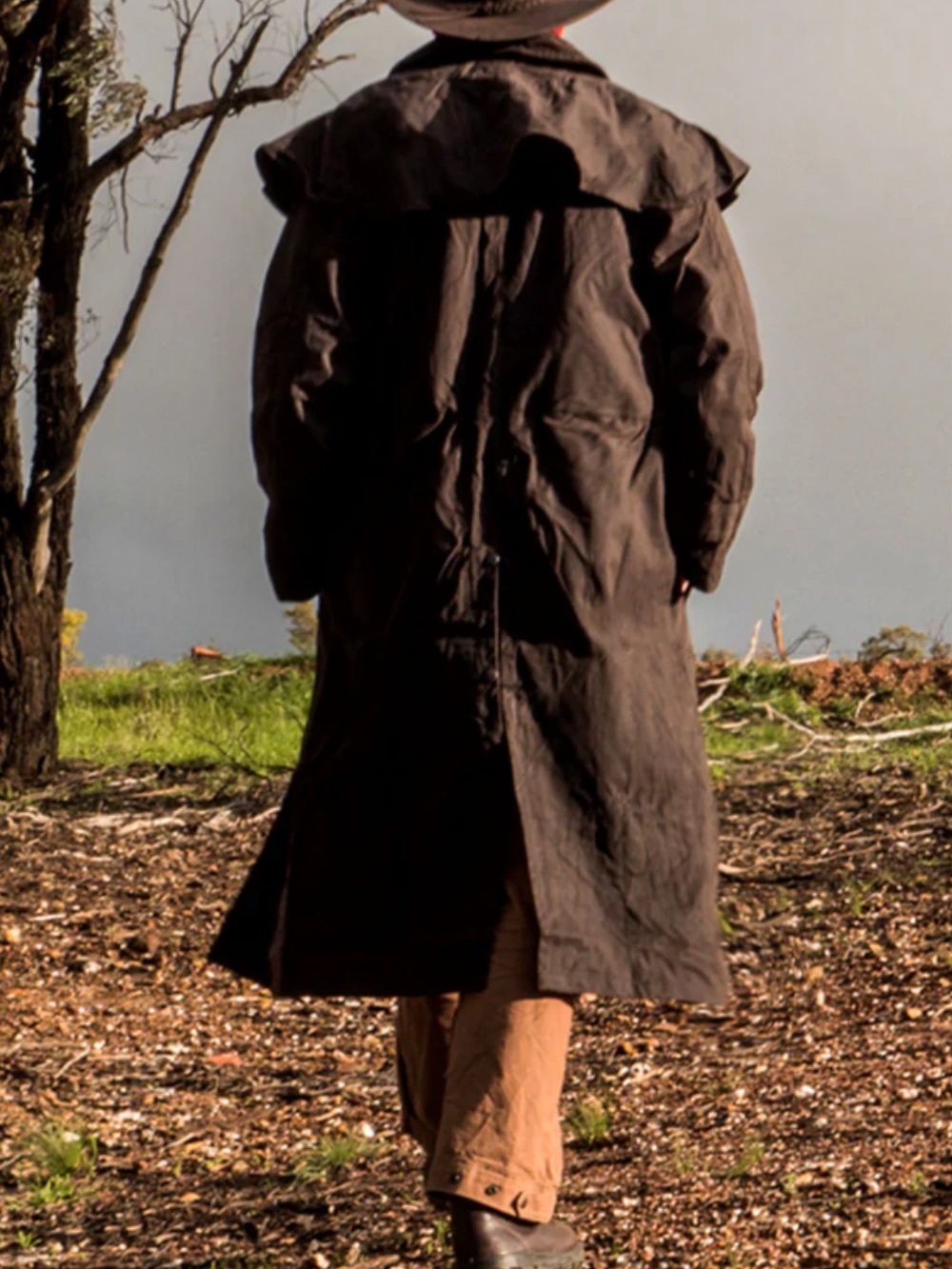 Kakadu Traders Australia 1J33 BROWN SNAP Cape Jacket Mens XS TREATED cotton Coat